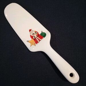 VTG 10"Old World Santa Cake/Pie Server By SHI Japan Bone China/Ceramic Porcelain